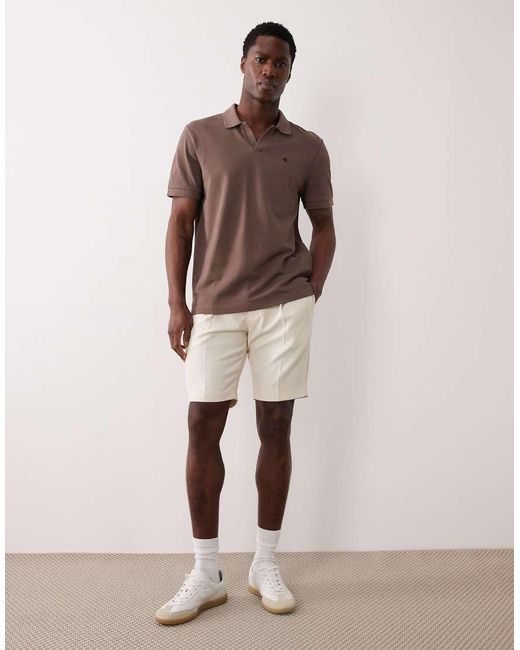 ASOS Brown Tailored Slim Pleated Shorts for men