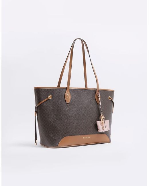 River Island Brown Ri Monogram Shopper Bag
