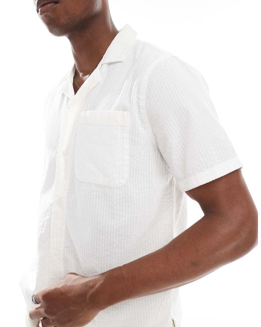 Hollister – kurzärmliges seersucker-hemd in White für Herren