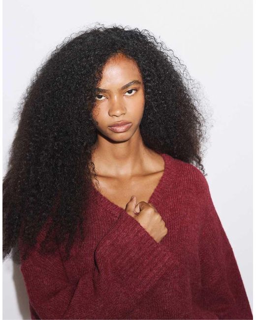 Stradivarius Blue V-neck Knit Sweater