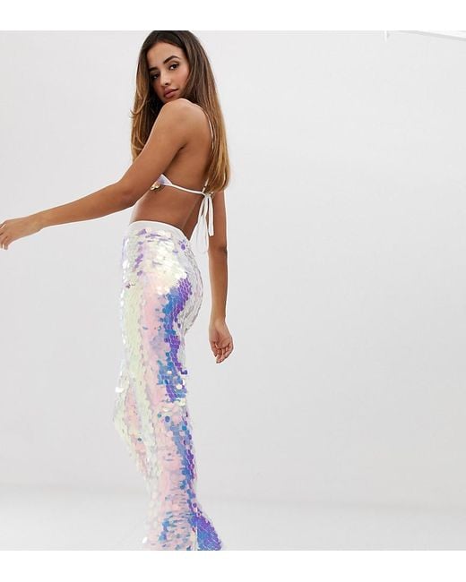 PRETTYLITTLETHING Metallic Festival Sequin Flares Co-ord
