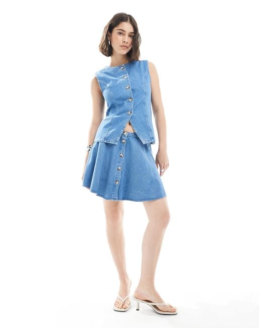 ASOS Blue Crew Neck Waistcoat Co-ord