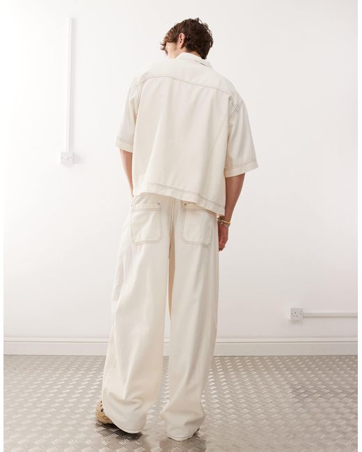 Pantalon bouffant oversize d'ensemble en lin mélangé - écru Collusion pour homme en coloris Natural