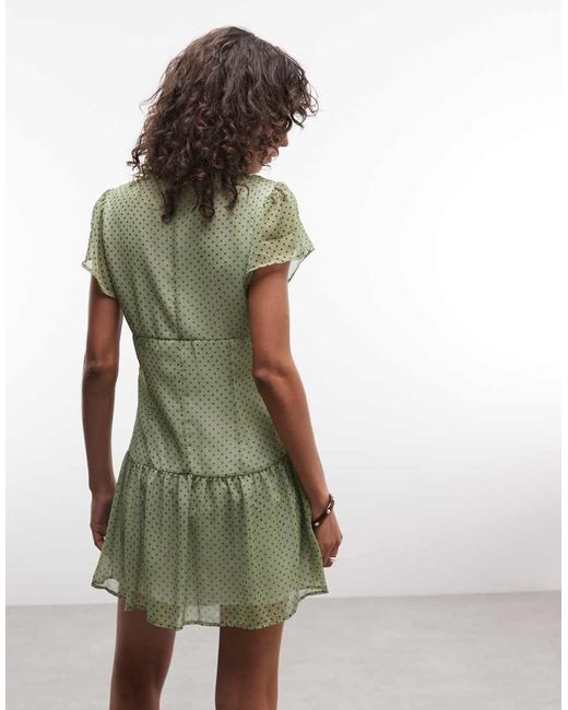 Reclaimed Vintage Green Scarf Detail Dress