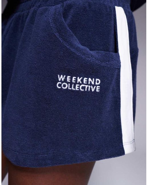 ASOS Blue Weekend Collective Co-Ord Short With Towelling