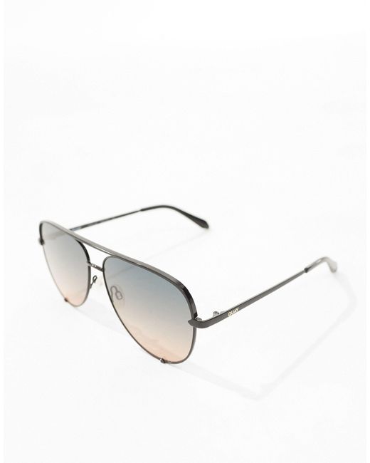 Quay - high key - occhiali da sole aviatore oversize con lenti blu/corallo di Quay in Brown