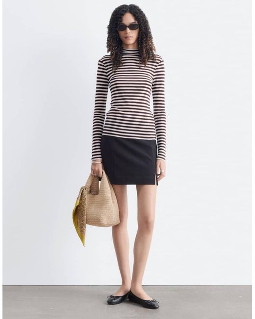 & Other Stories White Pure Wool High Neck Long Sleeve Top
