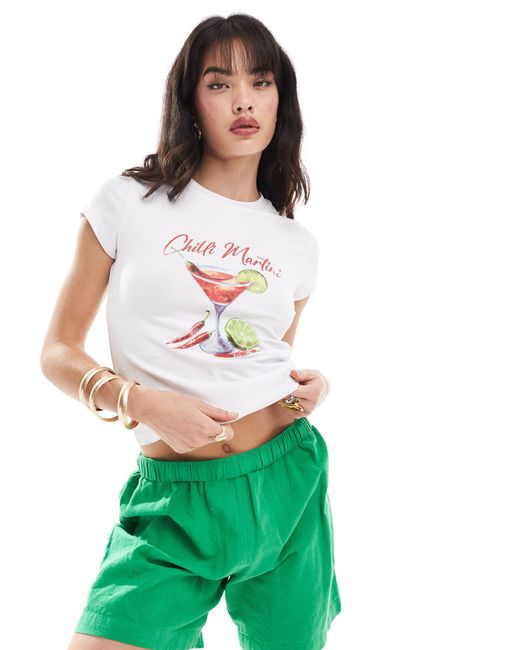 ASOS Green Baby Tee With Chilli Martini Drink Graphic