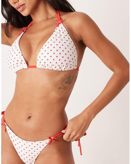 Peek & Beau Brown Polka Dot Print Triangle Bikini Top