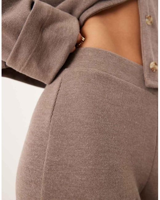 ASOS Zachte Broek Met Wijde Pijpen En Zoom Met Omslag in het Brown