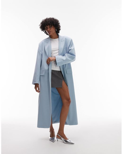 ASOS Women's Blue Longline Duster Blazer