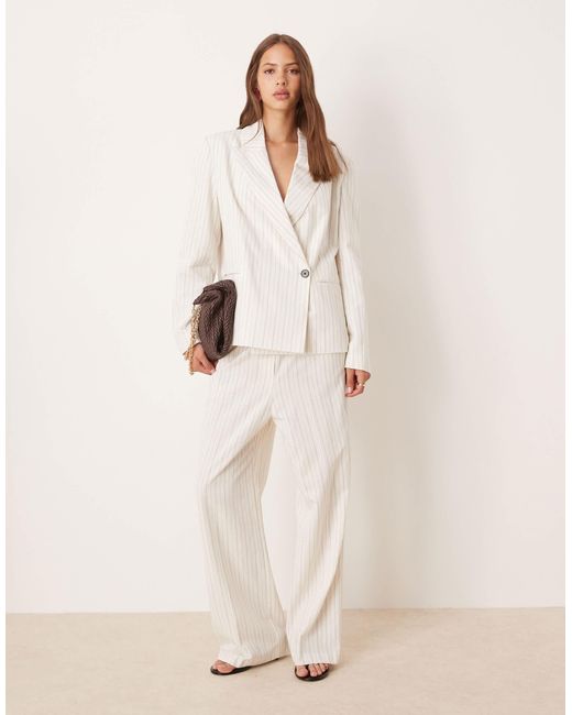 ASOS Natural – boxy fit oversize-blazer aus leinen mit streifen, kombiteil