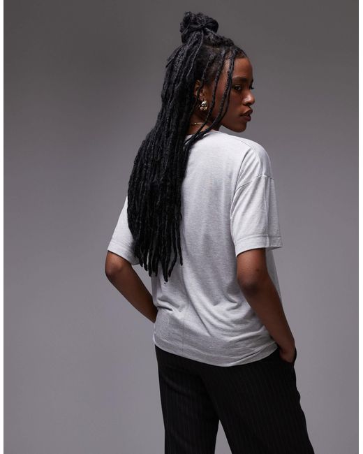TOPSHOP Gray Slouchy V Neck Tee