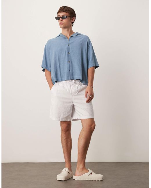 ASOS – kastiges oversize-hemd aus leinenmix in Blue für Herren