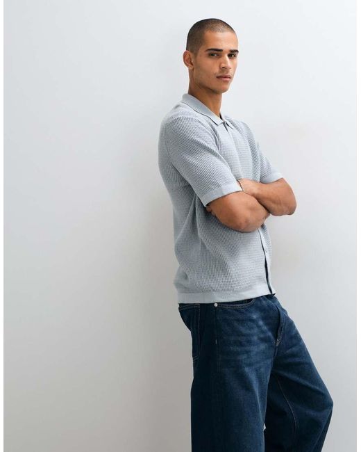 Boss Gray Akepalo Relaxed Fit Button Through Knitted Shirt for men
