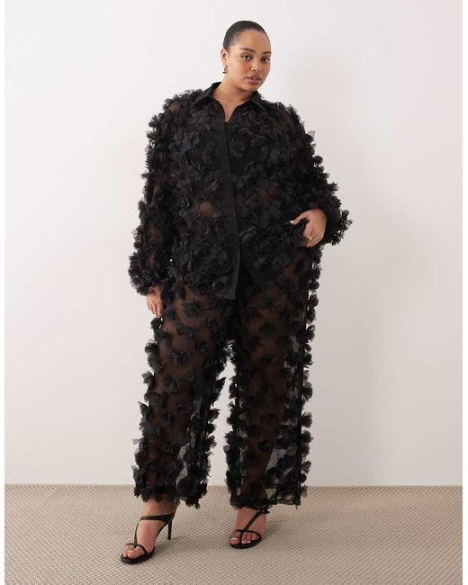 ASOS Black Curve Co-Ord Mesh Shirt
