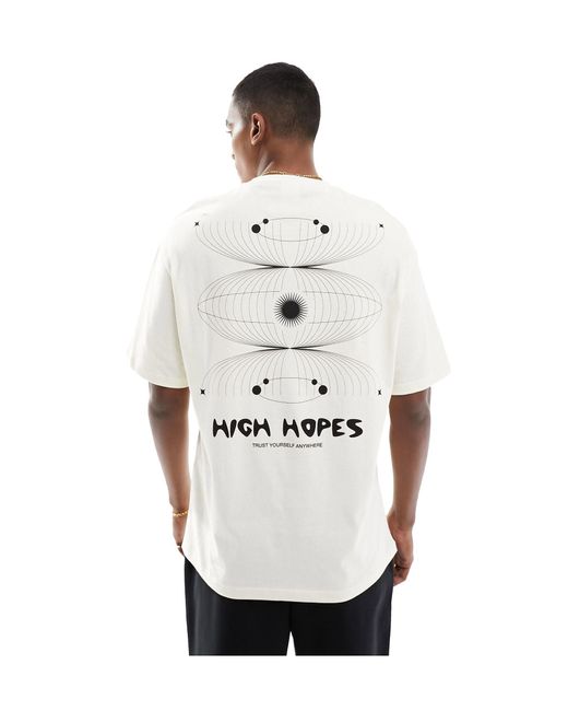 SELECTED Gray Oversized T-shirt With High Hopes Back Print for men