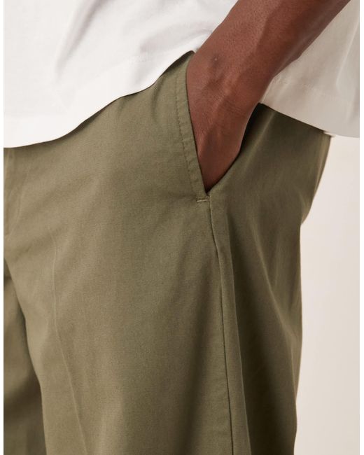 ASOS Natural Cotton Twill Wide Leg Trousers for men