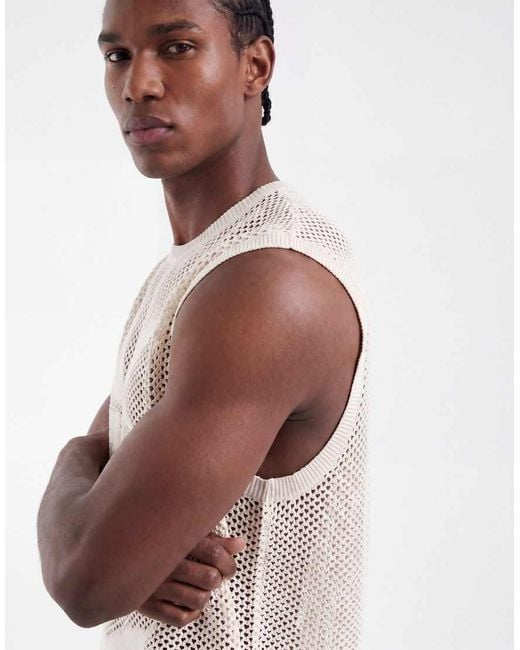 ASOS White Knitted Relaxed Vest for men