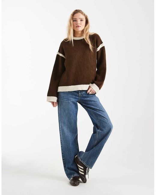 ASOS Brown Contrast Detailing Knit Sweater