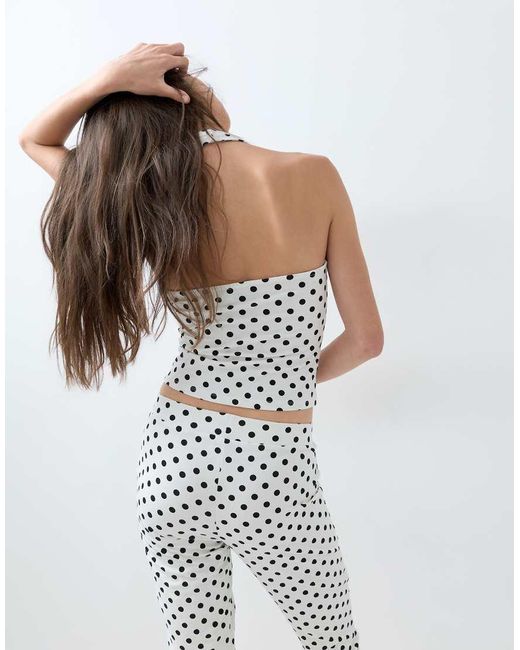 ASOS White Polka Dot Co-ord Halter Top
