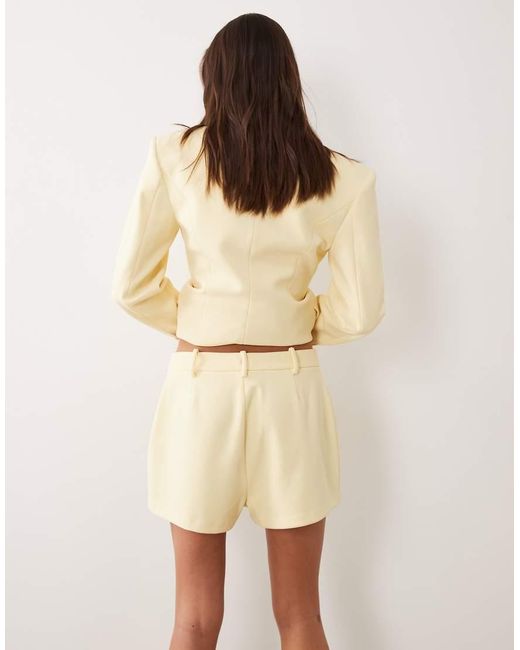 Wanderdoll Natural Charlotte Tailored Front Seam Detail Shorts