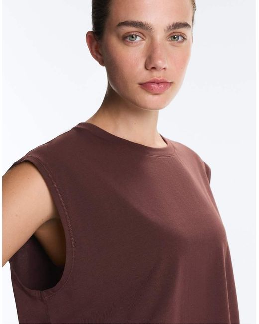 Oysho Purple Cotton Blend Sleeveless Seamless T-shirt