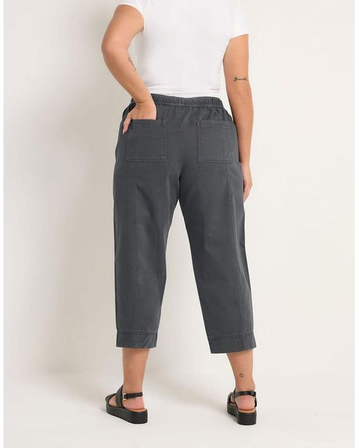 Yours Clothing Blue Twill Barrel Leg Trousers