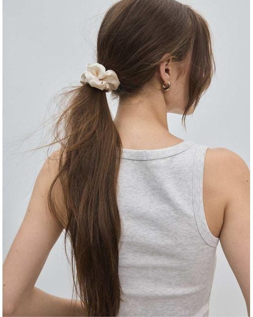 Stradivarius White Set Of 3 Satin Scrunchies