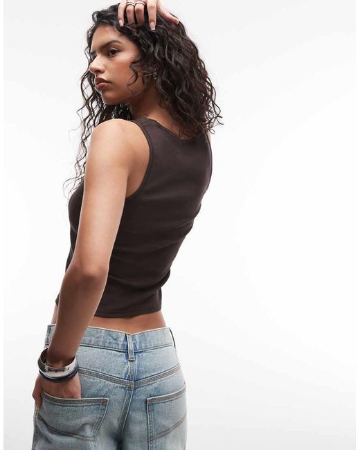 Monki Black 90s Ribbed Tank Top