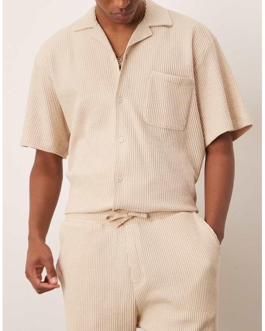 Pantalones Cortos Color Crema De Punto Gofrado De (Parte De Un Conjunto)-Blanco SELECTED de hombre de color Natural