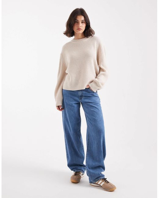 ONLY Natural – gerippter strickpullover