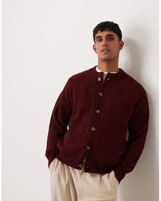 ASOS Red Relaxed Boxy Fit Knitted Bomber for men