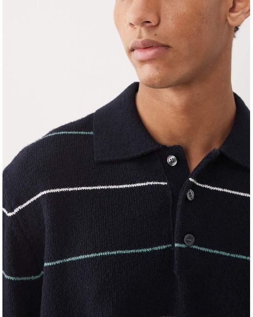 ARKET Blue Cotton Blend Knitted Polo for men