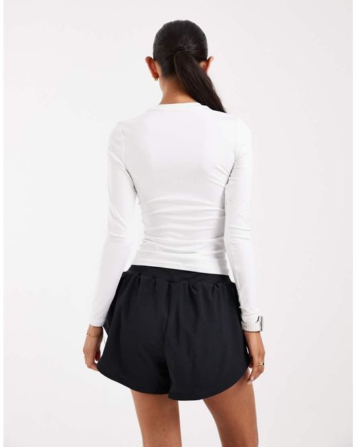 Nike White One Dri-Fit Fitted Long Sleeve Top
