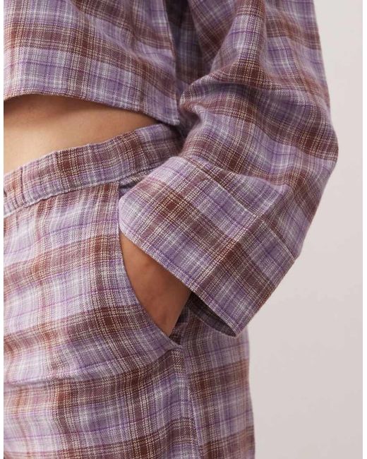 Monki Pink Mix And Match Flannel Pyjama Trousers