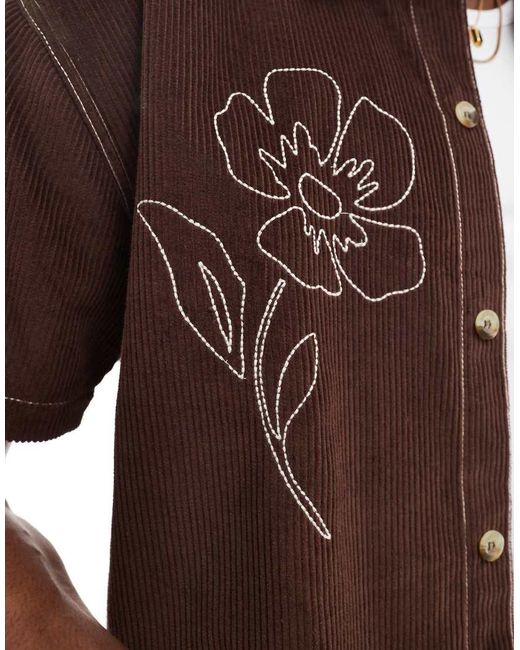 Camicia Squadrata di Native Youth in Brown da Uomo