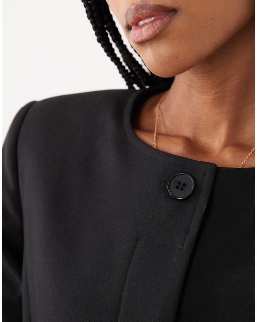 4th & Reckless Blue Structured Collarless Fluted Sleeve Blazer