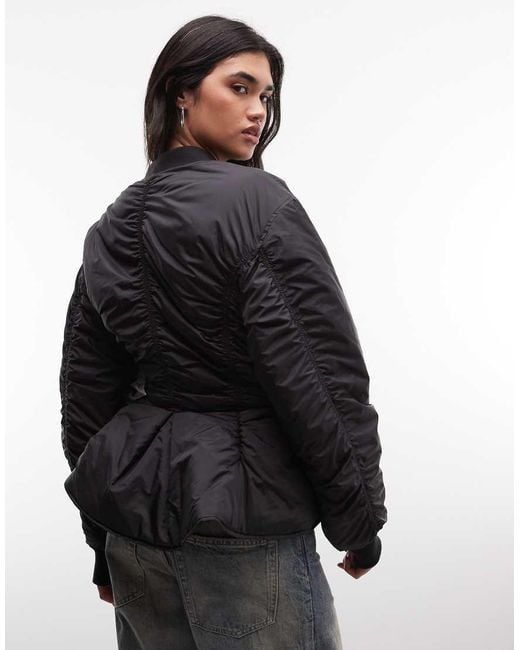 Monki Black Cinched Bomber Jacket