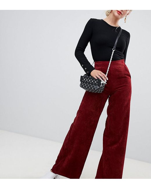 Stradivarius Black Wide Leg Corduroy Pants