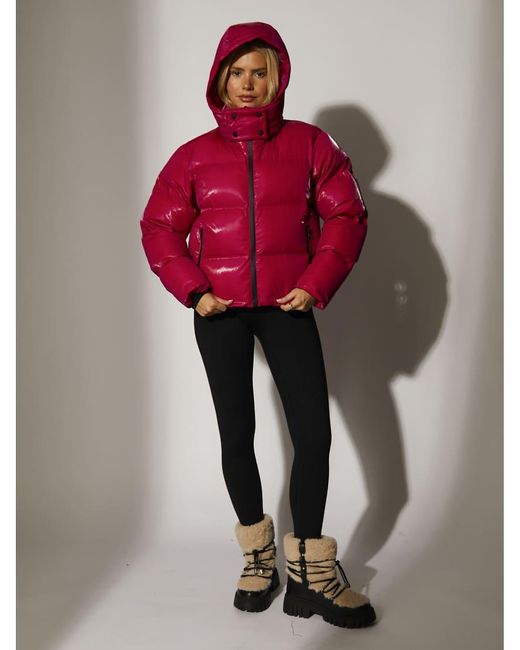 South Beach Red Padded Hooded Ski Jacket