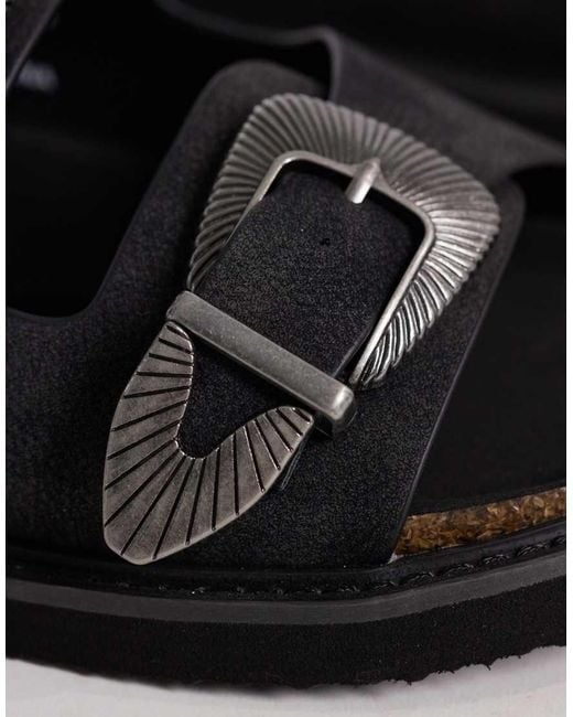 ASOS Natural Two Strap Sandals With Western Buckles for men