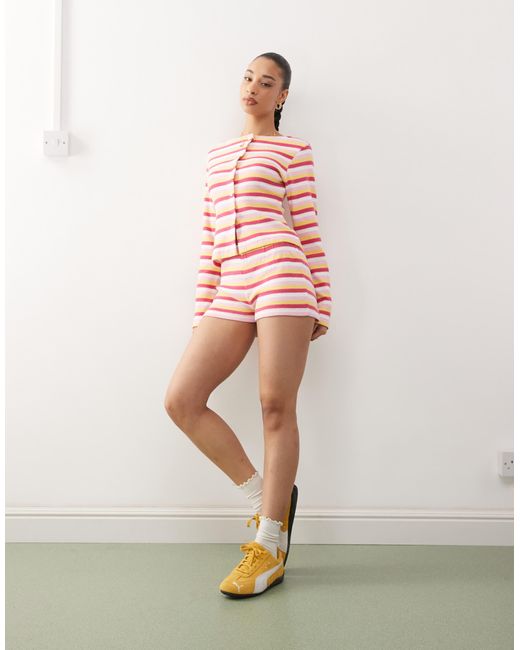 Reclaimed (vintage) Pink – hotpants mit en streifen, kombiteil