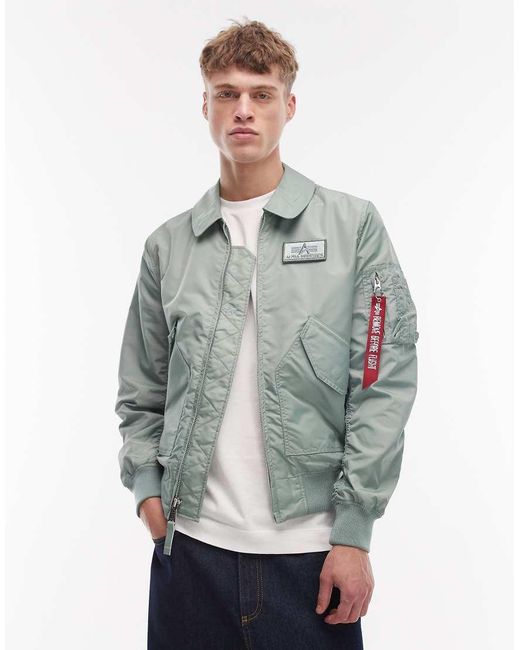 Alpha Industries Gray Bomber Jacket With Logo for men