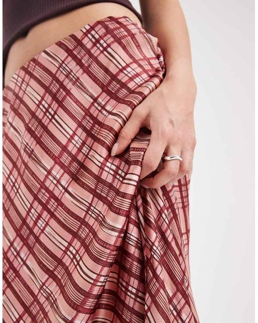 Vero Moda Pink Satin Midi Skirt