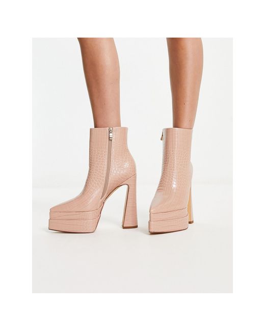 SIMMI Pink Simmi London Wide Fit Double Platform Boots