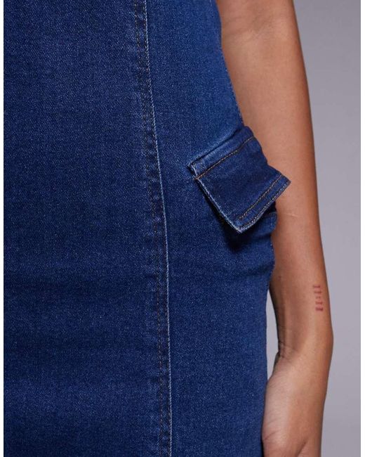 Liquor N Poker Blue Sleeveless Square Neck Denim Mini Dress