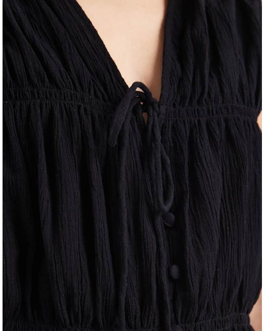 ASOS Blue Crinkle Tie Front Waistcoat