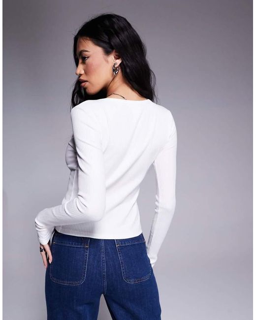 Cárdigan Blanca Con Botones De Canalé De River Island de color White