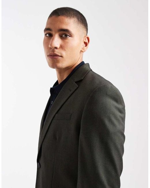 Jack & Jones Gray Regular Fit Wool Blend Suit Jacket for men